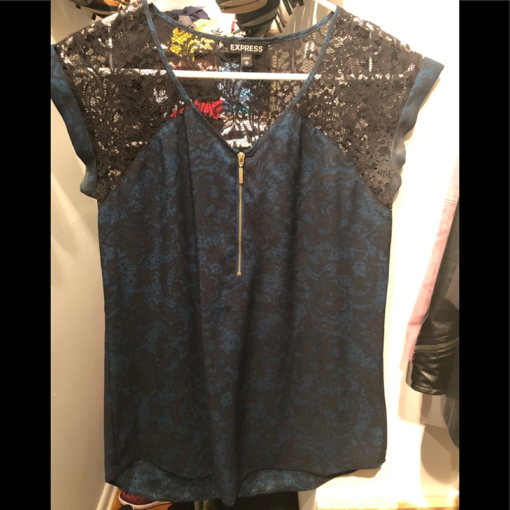 Express zip up V-neck blouse